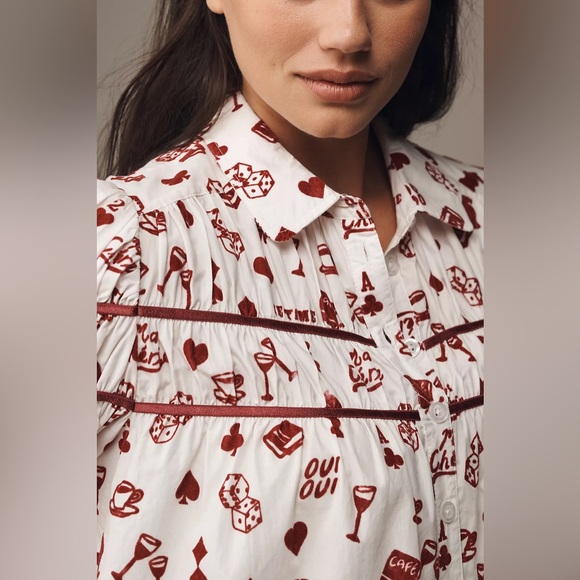 NWT Size XL - The Leandra Shirred Yoke Blouse by Maeve 100% Cotton (NWT US$ 118) - Picture 5 of 16